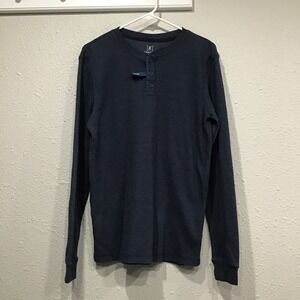 NWOT George Men's Long Sleeve Waffle Knit Thermal Henley Navy Blue Size M Layers